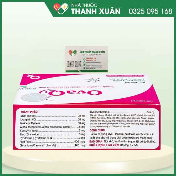 OvaQ1 - Hỗ trợ bổ sung Myo - Inositol, Acid folic cho phụ nữ trước mang thai